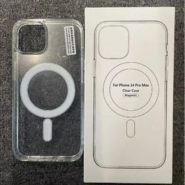 Étuis de téléphone antichoc magnétiques en acrylique transparent transparent pour iPhone 15 14 13 12 11 Pro Max avec emballage de vente au détail compatible chargeur sans fil Magsafe