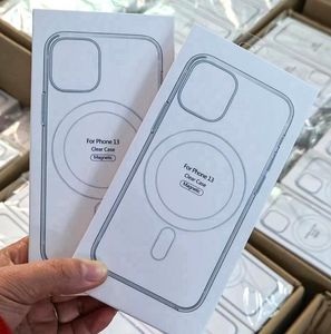Étuis de téléphone antichoc magnétiques en acrylique transparent transparent pour iPhone 15 14 13 12 11 Pro Max Mini avec emballage de vente au détail compatible chargeur sans fil Magsafe