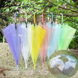 Transparence transparente EVC Umbrella Dance Performance à longue poignée parapluie du mariage plage parapluie colorée pour hommes femmes enfants 150pcs H0532