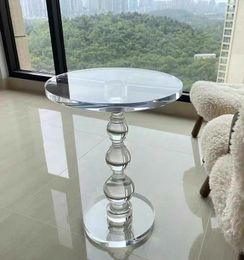 Transparante salontafel Noordelijke kleine ronde tafel woonkamer bank bijzettafel acryl hoektafel balkon cirkelvormige salontafel