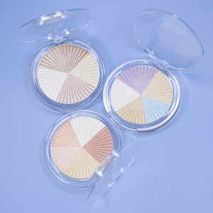 Illuminateur de correspondance des couleurs transparent Poudre de surligneur 3D Fard à paupières Palette de maquillage pour le visage Glow Shimmer Rainbow Highlight Contour Bronzer