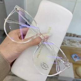 Verres d'ordinateur transparents cadre femmes hommes anti-bleu clair verres ronds verres de lunettes de noir.