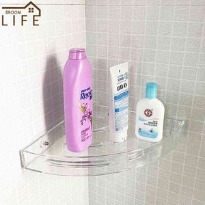 Transparante hoekplank in badkamer Keuken Spice Opslag Maak organisator handdoekhaken shampoo houder muur montage rekken J220702