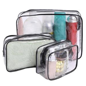 Pochette de maquillage transparente en PVC trousse de toilette de voyage sac cosmétique clair pour les femmes