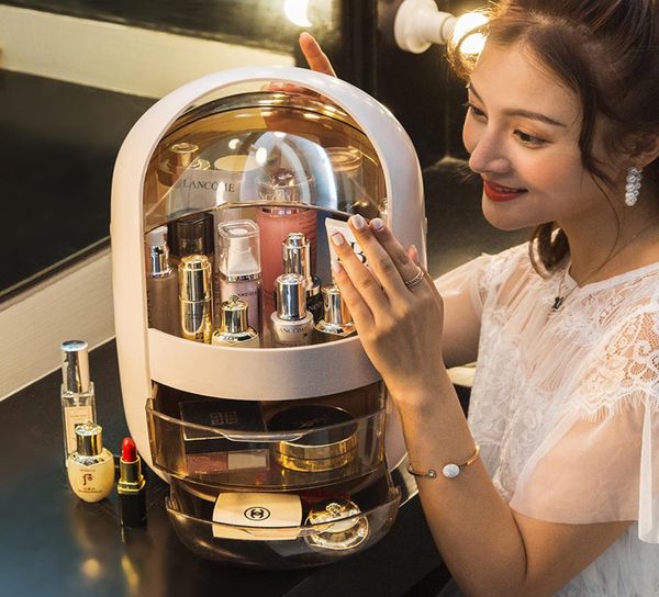 Organisateur cosmétique transparent boîte de rangement de maquillage créative organisateur de bureau portable bacs de rangement à tiroir boîte de beauté étanche6012703