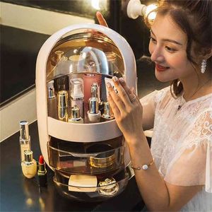 Organisateur cosmétique transparent Boîte de rangement de maquillage Boîte de rangement de bureau transparente Bacs de beauté anti-poussière 210922