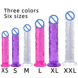 Transparante kristallen vrouwelijke dildo zacht en smaakloos met sucker masturbator volwassen sexy speelgoed Beauty Items