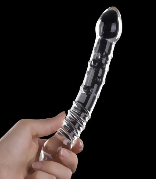 Cristal transparente Masajeador de vagina Doble cabeza Consolador Anal Ano Enchufe Estimulación del punto G Juguete sexual para parejas amantes Y1910245152465