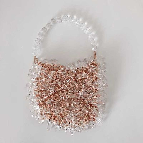 Sacs à main en cristal transparent Sacs à main de luxe Perles acryliques faites à la main pour femmes Sacs à main goutte d'eau 230220