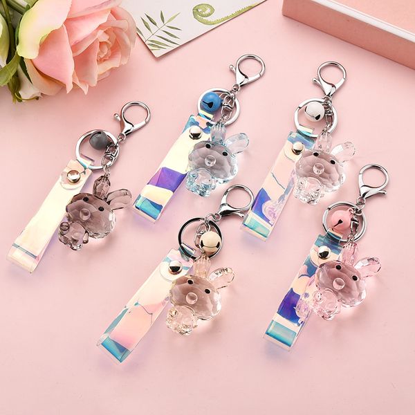 Transparent coupe lapin porte-clés rêve cristal poupée pendentif voiture pendentif petits cadeaux porte-clés en gros