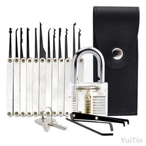 Transparant Cutaway 15 -koppig slot picks set hangslot oefenslot met slotenmakersgereedschap voor lock pick training trainer praktijk4838862