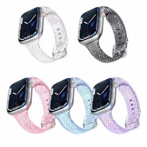 Transparante diamantpatroonriem voor Apple Watch Ultra 49mm 42 mm 41 mm 40 mm 38 mm 45 mm 44 mm banden Luxe WRSitBands IWatch Series 8 7 6 5 4 3 SE Readlaceerbare horlogebanden