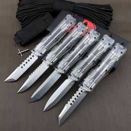 Transparante draken Combat AUTO Messen D2 Blade Alumnium LEGERING + Acryl handgrepen EDC Camp Hunt Automatische Tactische zakmes Micro Snijgereedschappen