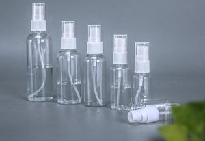 Flacons de pulvérisation vides transparents 30 ml/50 ml/60 ml/80 ml/100 ml/120 ml Mini récipient rechargeable en plastique contenants de désinfectant cosmétique vides