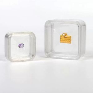 Transparant drijvende vitrine Case Earring Gems Ring Sieraden Suspensie Verpakkingsdoos Pet Membraan Standhouder RRA780