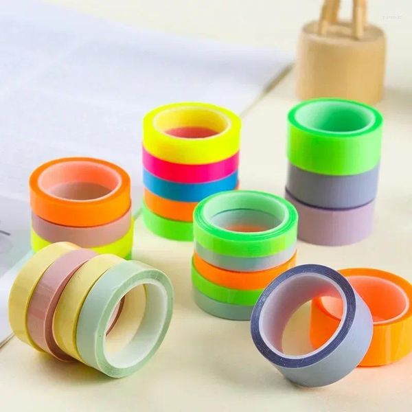 Pestañas de índice fluorescente transparente nota adhesiva cinta de color de dulces 5 pegatinas de colores de rollo suministros de la oficina de papelería