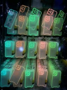 Transparante Fluorescerende Lichtgevende Telefoon Case Voor Iphone 15 Pro Max 14 13 12 11 X Xr Clear Glow In The dark Cover