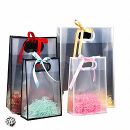 Bolsas de regalo transparentes Bolso de boda Bolsa de regalo para cumpleaños Fiesta de bodas para invitados Bolsa de embalaje portátil Pequeño Busin R1Qp #