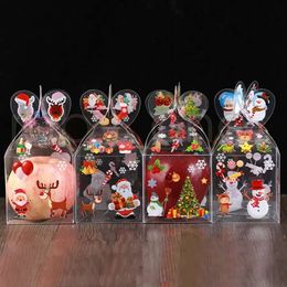 Transparant cadeau PVC Decoration Wrap Christmas Box en verpakking Santa Claus Snowman Elk Rendier Candy Apple Boxes Es