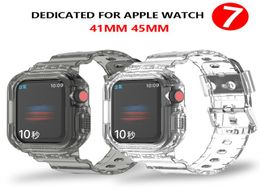 Slecche glacier transparent pour Apple Watch 7 Band Series 41mm 45 mm Bracelets en silicone pour Iwatch 7 Clear Sports WatchBand 38mm3449219