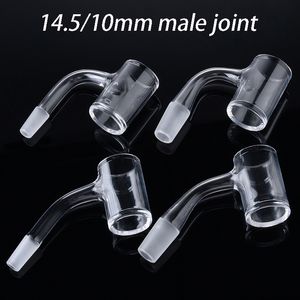 Bange de cuarzo de soldadura completa transparente 14 mm 10 mm Unión masculina Banger de cuarzo sin costura con 45 ángulo 90 ángulo borde biselado 2,5 mm de espesor FWQB01