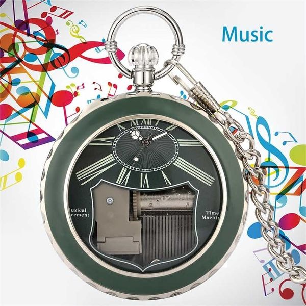 Reloj de bolsillo musical de cristal transparente Swan Lake Melody Music Antique Colgante Reloj Vintage Cuarzo es Regalo 211013