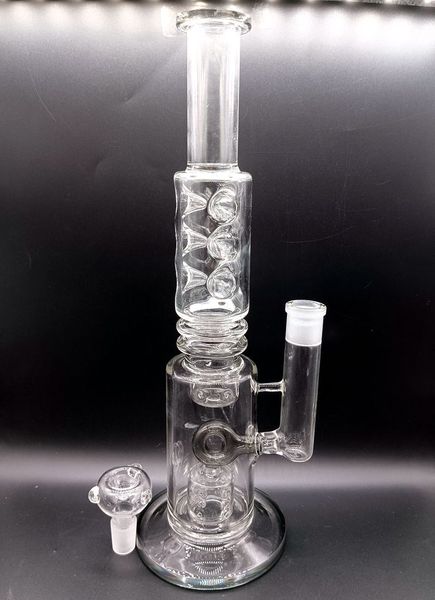 16 pulgadas de vidrio transparente Bong de agua Hookahs Tipo recto Oil Dab Rigs Shisha con percolador Pipas para fumar