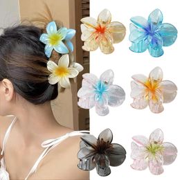 Transparante glitter 8 cm grote maten Flower Hairclips Fashion Flower Claw Clip voor vrouwen Girls klemmen Crab Hoofdband Haaraccessoires 016