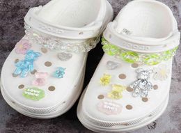 Transparante glitterbeer Charms Designer Diy Color Chain Shoes Decaration for Jibbits S Kids Boy Women Girls Gifts1452874