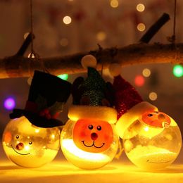 Transparant Glowing Christmas Ball Merry Xmas Snowman Tree Hanging Ball met Lichten Decoratie Kerst Kids Geschenken
