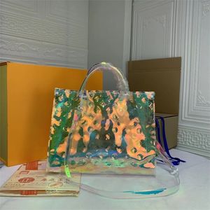 Sac à main transparent Laser Sunrise Pastel Sac à main de grande capacité Coloré Femmes Designer Épaule Portant Sac à main Portefeuille Haute Qualité