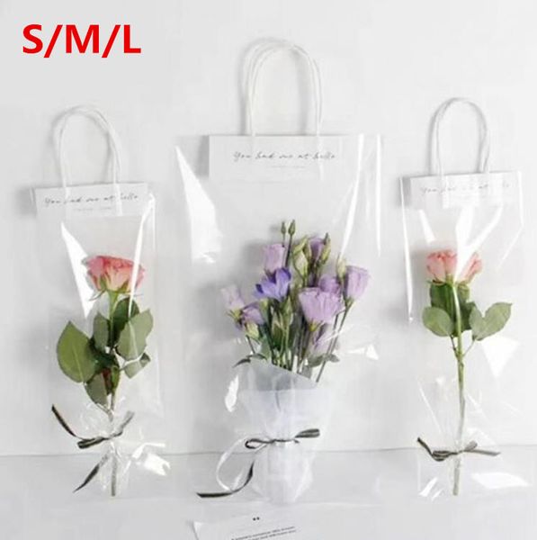 Bolso transparente PVC flor embalaje bolsa regalo vacaciones regalo ramo embalaje pequeño mujer organizador al por mayor