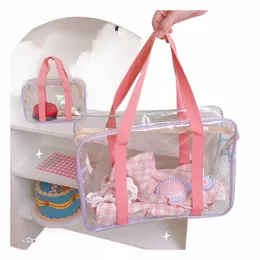 Sac à main transparent Étudiant Sweet Lnstagram Style Shop Bag Grande capacité Sac de loisirs portable pour femme J7QR #