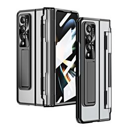 Estuches rígidos transparentes para Samsung Galaxy Z Fold 4 5 Fold 3 Fold5 Estuche Ranura para bolígrafo Película de vidrio Pantalla Armadura Soporte Bisagra Cubierta de protección