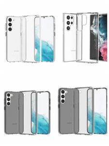 Cajas de plástico duro transparente para iPhone 15 14 Pro Max 13 12 Samsung S24 S23 Ultra Plus Galaxy A14 5G Moda de lujo en blanco Teléfono claro PC Soft TPU Crystal Back Cover