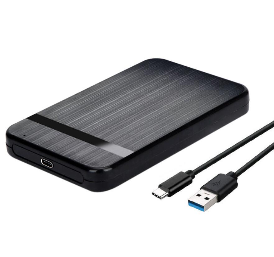 Sabit sürücü Kutusu 2.5 için Şeffaf HDD Kutusu Muhafaza SATA - USB 3.0 Type-C 3.1 Mobil Harici Kasa siyah