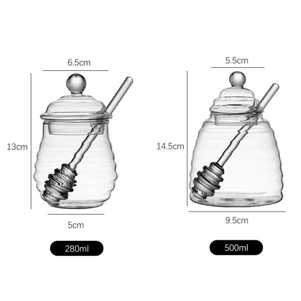 Pot de miel transparente con botella de miel de panal de tapa y botella de miel para la cocina para la oficina de fiesta de bodas en casa