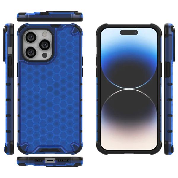 Funda de teléfono híbrida 2 en 1 a prueba de golpes para iPhone 15, 14, 13, 12, 11 Pro Max, 14Plus SE, funda protectora trasera de panal de TPU suave