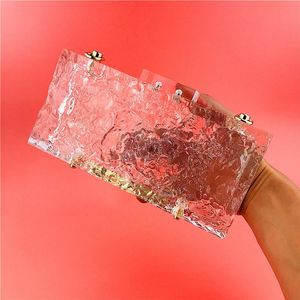 Nieuwe Come Transparent Ice Cracked Lady Acryl Clutch Bag Handtas Crystal Clutch Bags Emmer Tas Transparante Dinertassen Mode Avondzak