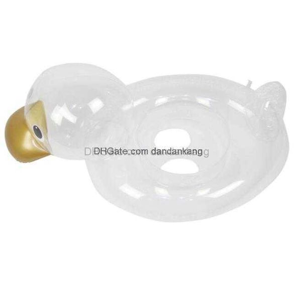 Canard gonflable transparent enfants mignons matelas flottant anneau de siège de bain enfants sports nautiques jouet de plage pvc air flotteurs tubes pour 0-8yares vieux bébé