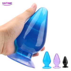 Consoladores grandes con tapón Anal de gelatina transparente, juguetes sexys para mujeres y hombres, masajeador de próstata, herramienta para parejas, relleno de trasero, tienda de máquinas erótica XXL