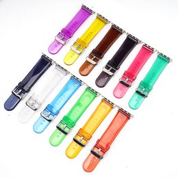 Transparante jelly -band voor Apple Watch -banden 44 mm 40 mm 41 mm 45 mm 38 mm 42 mm Candy Color Sport Polsband Bracelet Iwatch Series 7 6 5 4 3 Watchband Smart Accessoires