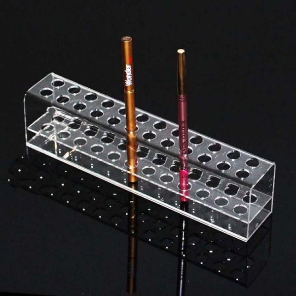 Bolsas de joyería transparentes Caja de cosméticos acrílica de 24 orificios Protector de cepillo de lápiz de cejas Soporte de exhibición de cepillo de maquillaje Organizer292q