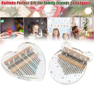 Transparent kalimba coeur cardiaque en forme de 17 clés piano pour les kits de démarrage de l'enfant instrument de musique mini marteau mignon