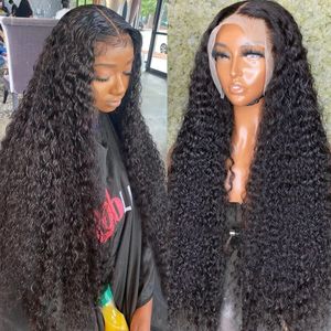 Perruque Lace Frontal Wig naturelle bouclée transparente, cheveux humains, Loose Deep Wave, bon marché, densité 250%, pour femmes