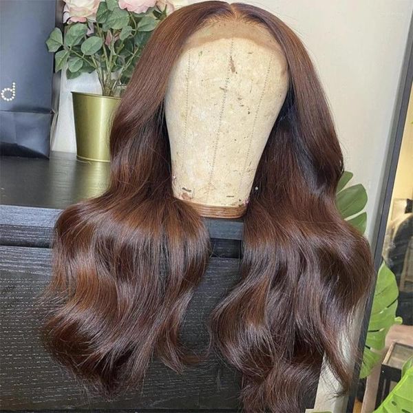 Peluca frontal de encaje transparente pelucas de cabello humano oscuro