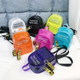Mochila láser transparente para mujeres caramelo color de color mini bolso de hombro pvc gelaty small schoolbag 240506
