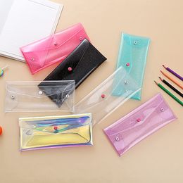 Trousse à cosmétiques transparente au laser, trousse de maquillage, pochette à crayons, trousse à crayons pour étudiants, trousse à stylos laser, sacs d'école pour filles