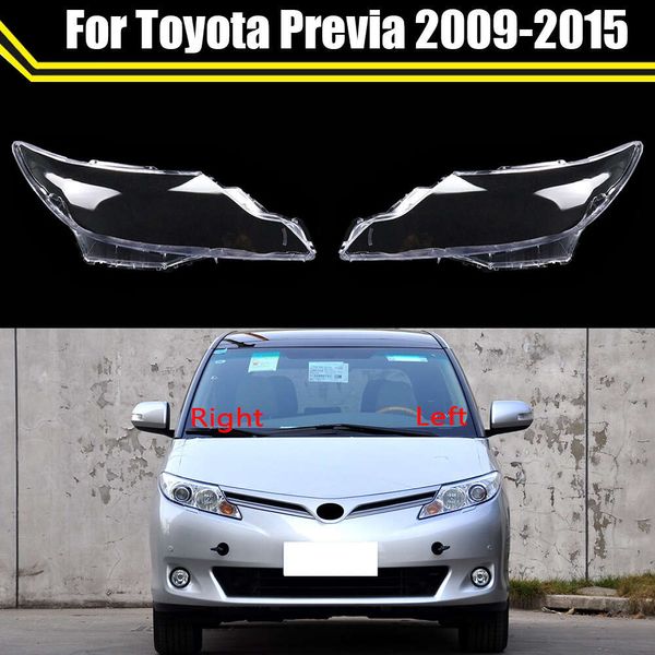 Étui de lumière Transparent pour Toyota Previa 2009 – 2015, couvercle de lentille de phare avant de voiture, abat-jour de phare automatique, capuchons de coque de lampe en verre