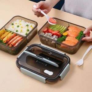 Transparante lunchbox voor kindervoedselopslagcontainer met deksels lekkendichte magnetron warmer snacks bento doos Japanse stijl 240518